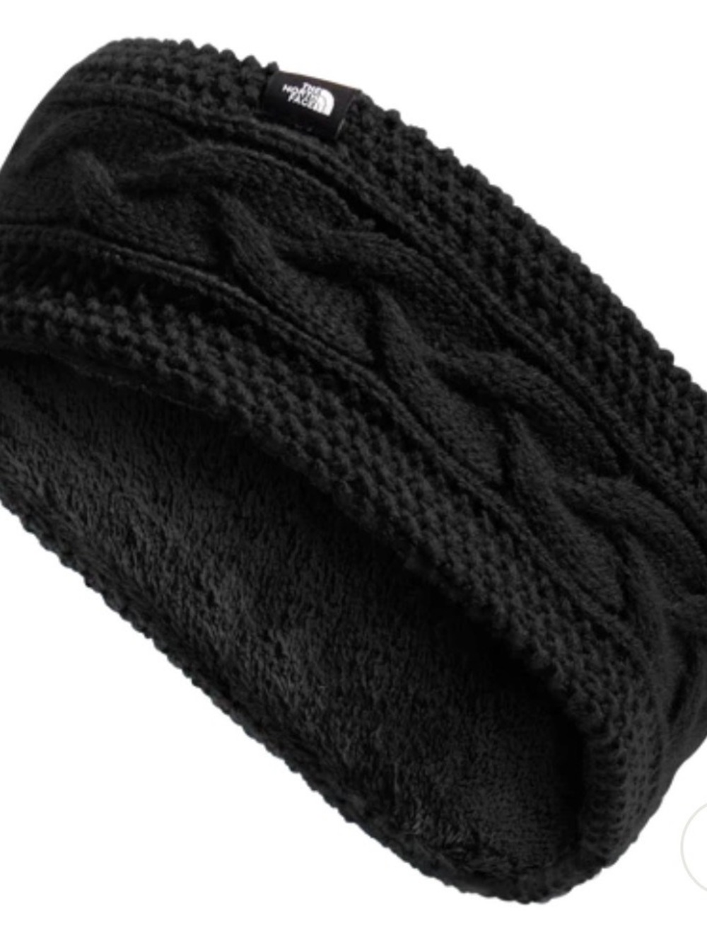 The North Face Black Cable Knit Minna Earband Fleece Headband, One Size, NWT